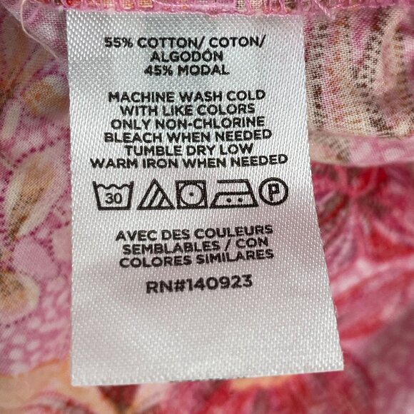 LOFT Womens Plus XXL Floral Pink Lily Gathered Waist V Neck Blouse Shirt Top - Picture 7 of 14